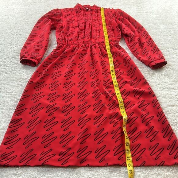 Vintage Kenny Classics belted red and black patterned secretary dress, s-med - Picture 5 of 10